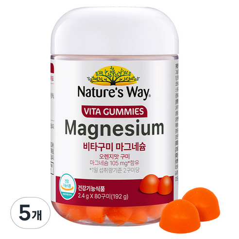 네이처스웨이 비타구미 마그네슘 192g, 80정, 5개