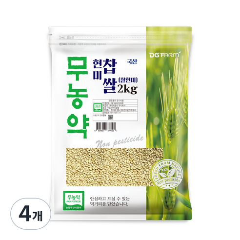 대구농산 무농약 찰현미, 2kg, 4개