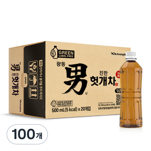 광동진한헛개차 그린 무라벨, 500ml, 100개