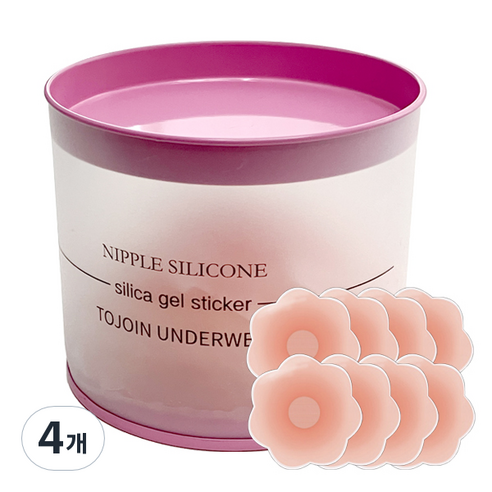 리빙943 실리카 젤 스티커 니플 실리콘 꽃모양 패드 핑크 6.5cm 8p, 4개