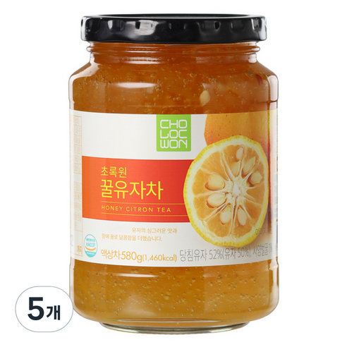 초록원 꿀유자차, 580g, 1개입, 5개