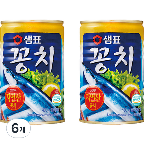 샘표 꽁치 통조림, 400g, 6개
