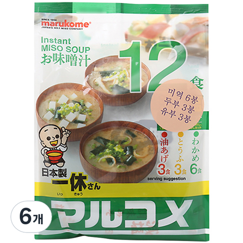 마루코메 잇큐상 즉석미소 겐넨 12식, 186g, 6개