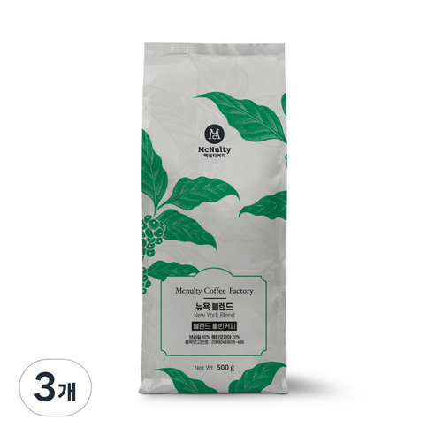 맥널티 뉴욕 블렌드 커피, 홀빈(분쇄안함), 3개, 500g