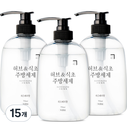 살림백서 허브 앤 식초 주방세제 라즈베리향, 15개, 750ml