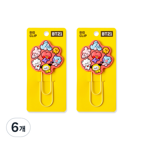 BT21 미니니 빅클립 3탄 옐로, 1개입, 6개
