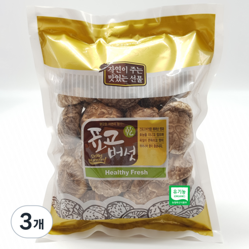 버섯꽃필때 유기농 동고 표고버섯, 100g, 3개