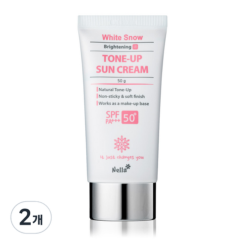 벨라오로라 선크림 넬라 하얀눈 광채 발효 톤 업 선크림 SPF50+ PA+++, 2개, 50ml Best Top5