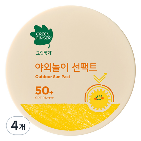 그린핑거 유아용 저자극 무기자차 야외놀이 선팩트 SPF50+ PA++++, 16g, 4개