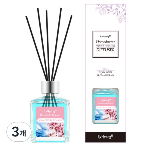 바이향 리프레싱 홈닥터 디퓨져 100ml, 아쿠아 체리 블라썸, 3개