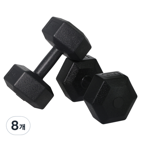 벨리카 홈짐 베이직 육각 덤벨 블랙 DB-01, 5kg, 8개