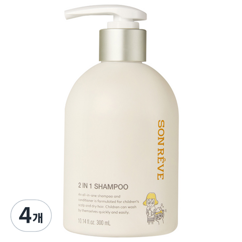 쏭레브 키즈 샴푸 2 in 1 달콤한 사탕향, 300ml, 4개