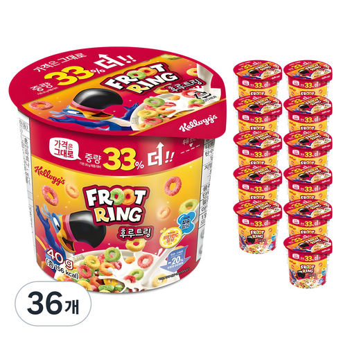 후루트링 컵 시리얼, 40g, 36개