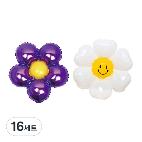 파티쇼 플라워 은박 소형 + 데이지 플라워 소형 풍선 세트, 퍼플(소형풍선), 16세트