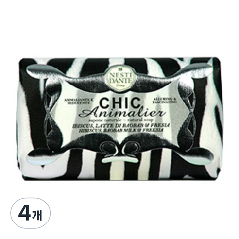 네스티단테 시크애니멀리어 비누 화이트 백호, 250g, 4개