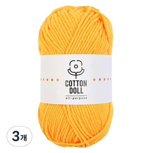 니뜨 코튼돌 뜨개실 50g, 3개, 6 진노랑