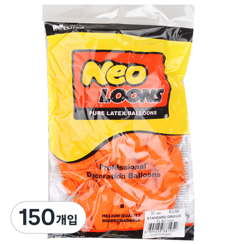 네오텍스 30cm 라운드풍선, 스탠다드 오렌지, 3개