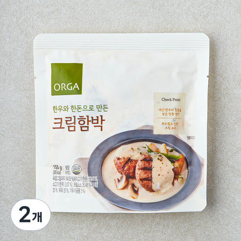 올가홀푸드 한우와 한돈으로 만든 크림함박, 155g, 2개