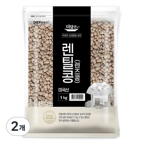 더담은 미국산 렌틸콩 렌즈콩, 1kg, 2개