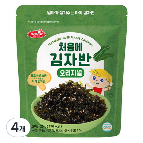 베베스트 유아용 처음에 김자반, 오리지널, 25g, 4개