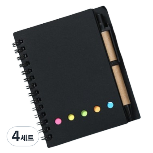 일상속반짝 메모 다이어리 세트, 블랙, 4세트