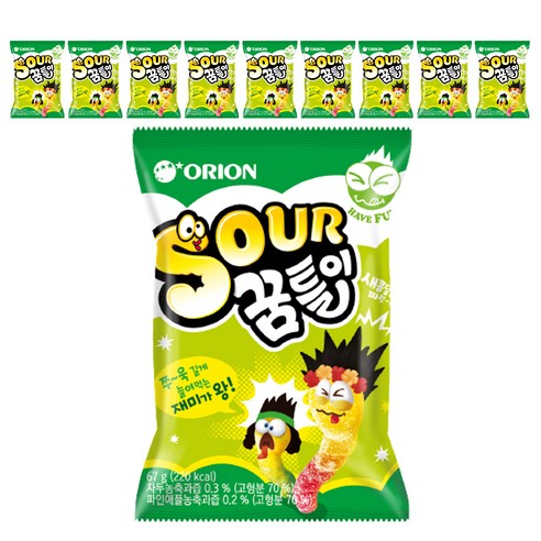 오리온 SOUR 꿈틀이 젤리, 67g, 10개