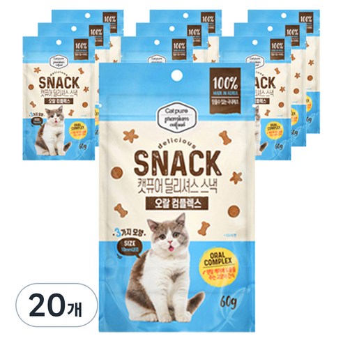 캣퓨어 고양이 딜리셔스 스낵, 20개, 60g, 오랄컴플렉스
