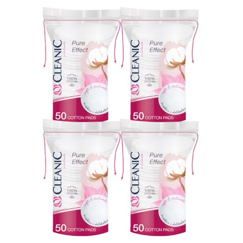 클레아닉 Pure Effect 소프트 터치 화장솜, 50개입, 4개