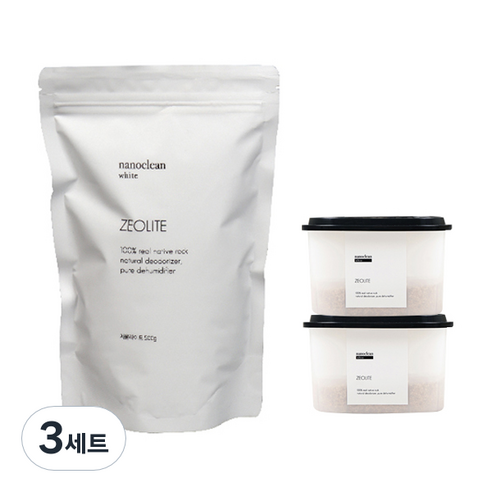 나노클린화이트 제올라이트 탈취제 500g + 용기 2p, 3세트