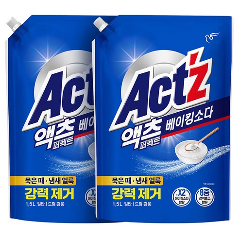 액츠 퍼펙트 베이킹소다 액상세제 리필, 1.5L, 2개