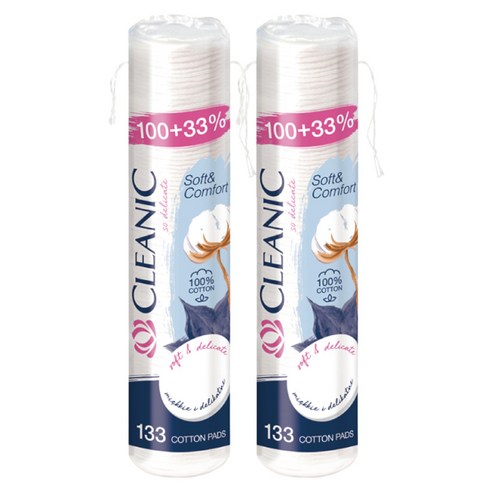 클레아닉 Pro-Silk 소프트 앤 컴포트 화장솜, 133매입, 2개