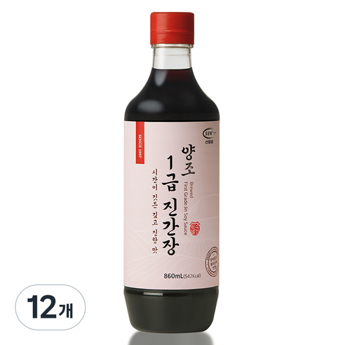 신앙촌 양조 1급 진간장, 12개, 860ml