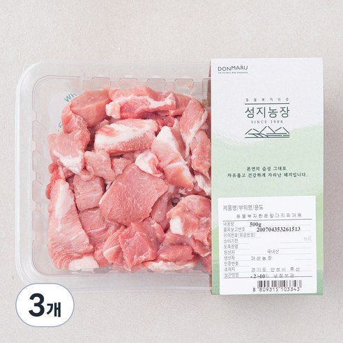 돈마루 성지농장 동물복지 한돈 앞다리 찌개용 (냉장), 500g, 3개