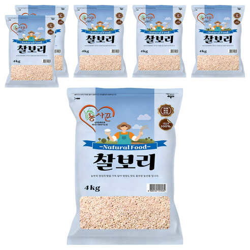 농사꾼 국산 찰보리쌀, 4kg, 6개