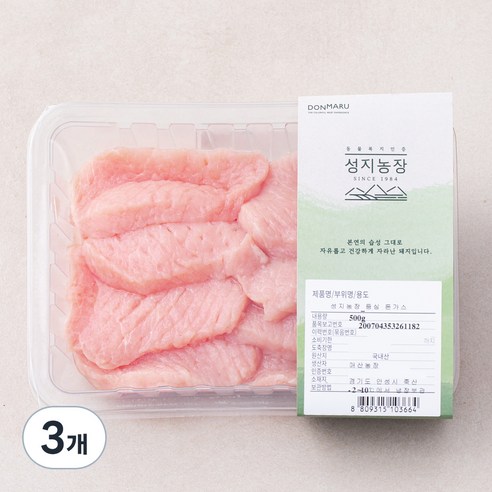 성지농장 동물복지 인증 등심 돈가스용 (냉장), 500g, 3개