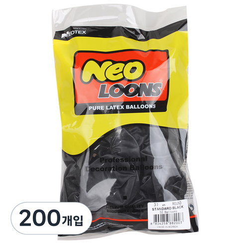 네오룬스 30cm 라운드풍선 50p, 스탠다드 블랙, 4개