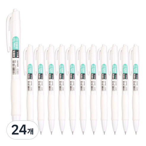 델리 노크식 젤잉크펜 0.5mm S08-F, 블랙(잉크) + 불투명(바디), 24개