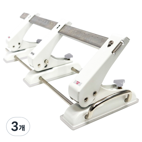 바이하츠 3공 이동펀치 25매 천공BY-3H, 3개, 화이트