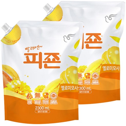 피죤 레귤러 섬유유연제 옐로미모사 리필, 2300ml, 2개