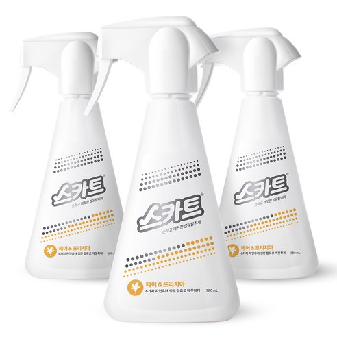 스카트 순하고 깨끗한 섬유탈취제 페어 앤 프리지아 본품, 380ml, 3개