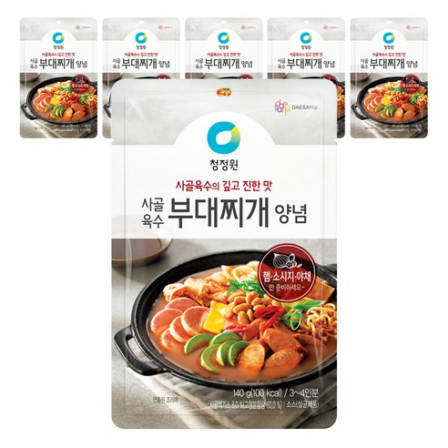 청정원 사골육수 부대찌개 양념, 140g, 6개