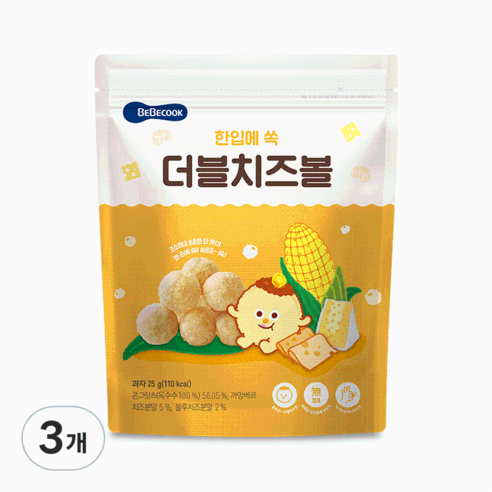 베베쿡 더블치즈볼 과자, 3개
