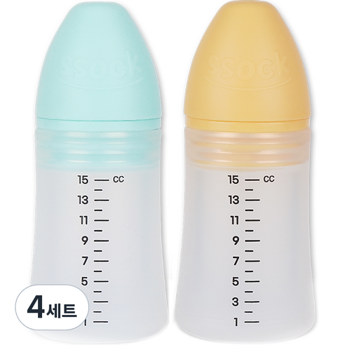 지엠팜 쏘옥 실리콘 투약병 민트 + 옐로우 세트, 4세트