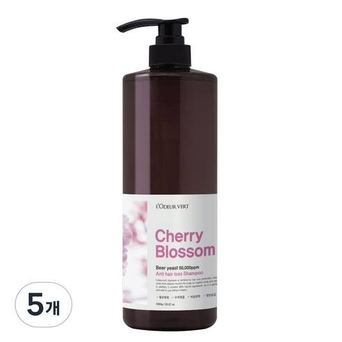 로더베르 맥주효모 50000ppm 탈모완화 샴푸 체리블라썸, 1000g, 5개