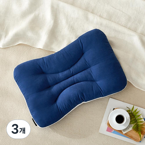 모던하우스 ON 부드럽고 낮은 목이 편안한 메쉬 베개, 네이비, 3개
