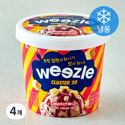 롯데웰푸드 위즐 베리치즈케익 (냉동), 4개, 1개입, 660ml