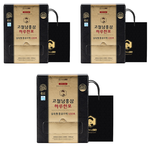 고철남홍삼 하루한포 홍삼스틱, 100회분, 1L, 3개