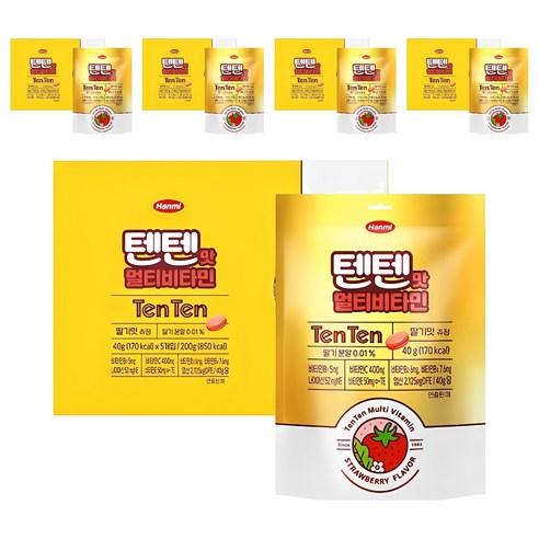 텐텐 멀티비타민 5p, 딸기맛, 200g, 5개