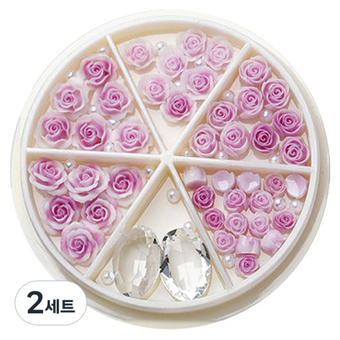 플라워 믹스스톤 네일파츠 세트 KN-P107, 혼합색상(KN-P1076), 2세트