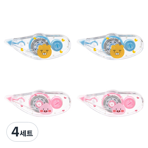 카카오프렌즈 리틀프렌즈 수정 테이프 S 2종 x 2p 세트, 라이언, 어피치, 4세트